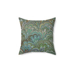 Green Peacock Square Throw Pillow includes Pillow, Hidden Zipper