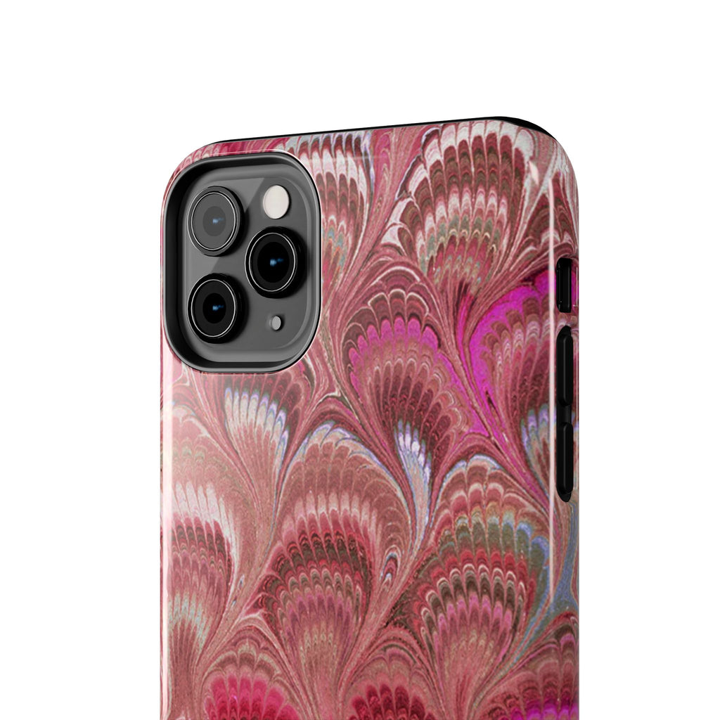 Pink Peacock Marble Italian Tough Phone Case — Durable Marbled Phone Case