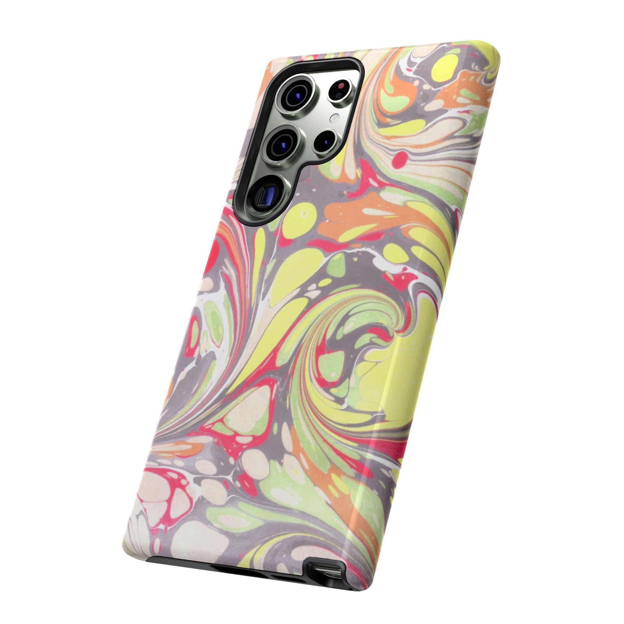 Yellow and Pink Swirl Marbled Italian Phone Case - Dual Layer - Matte or Glossy