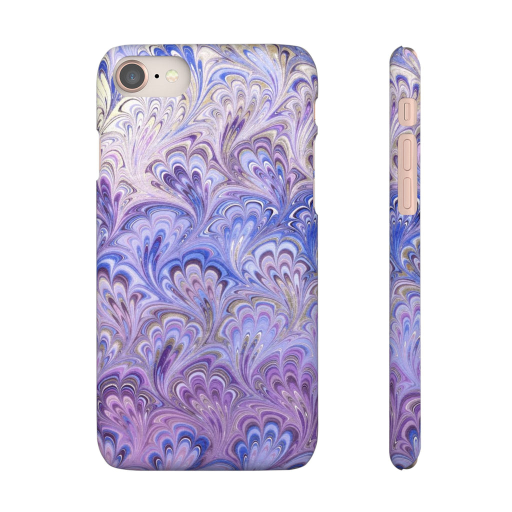 Marbled Feather Lavender + Purple Swirl - Single Layer Slim Phone Case