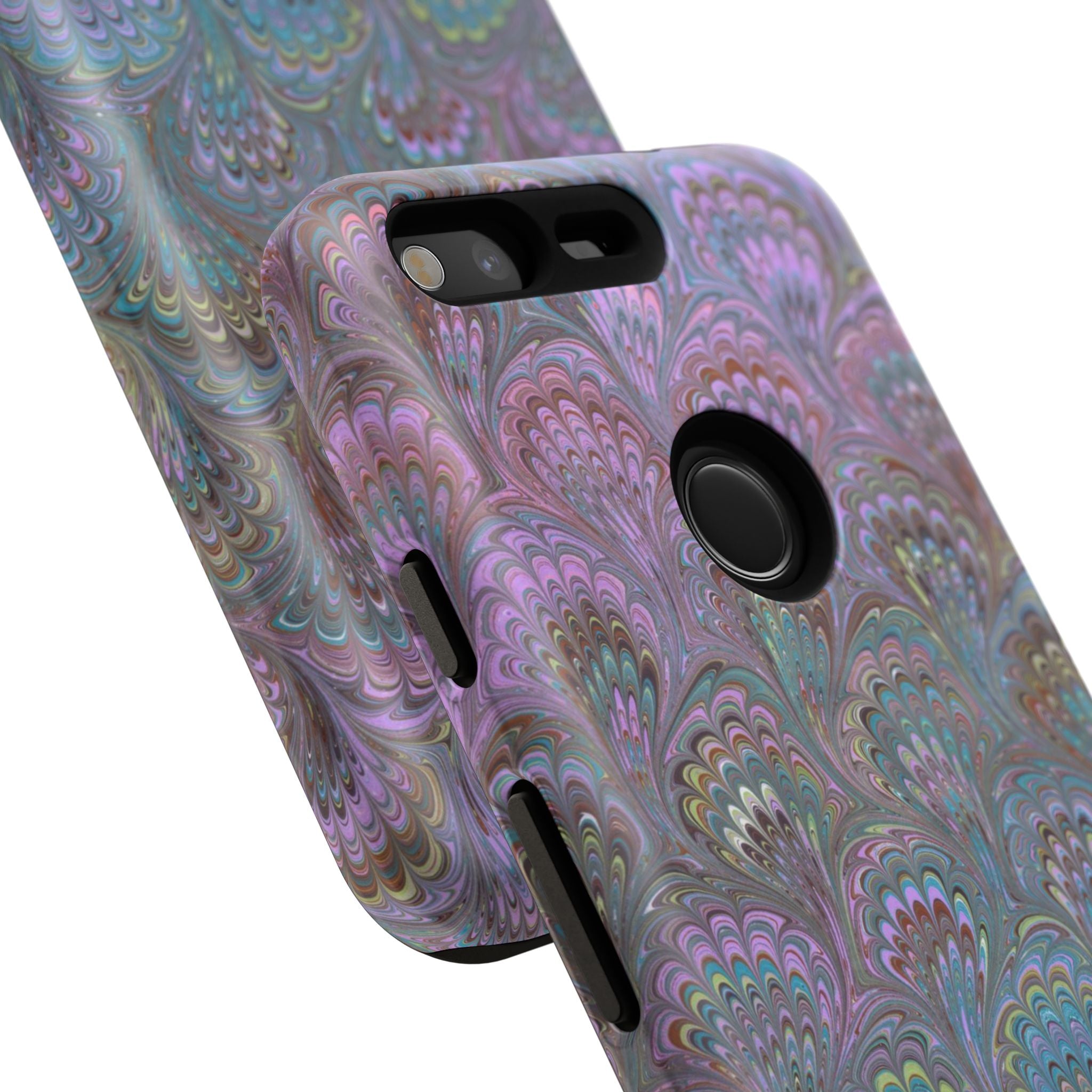 Lavender Marbled Peacock Durable Phone Case - Matte or Glossy