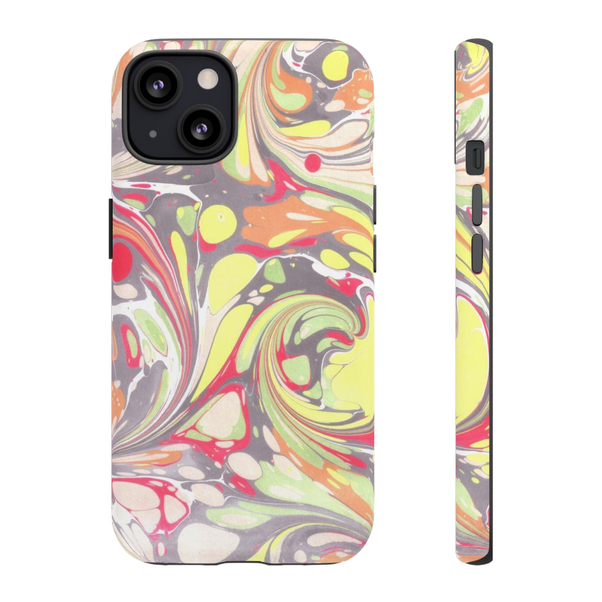 Yellow and Pink Swirl Marbled Italian Phone Case - Dual Layer - Matte or Glossy