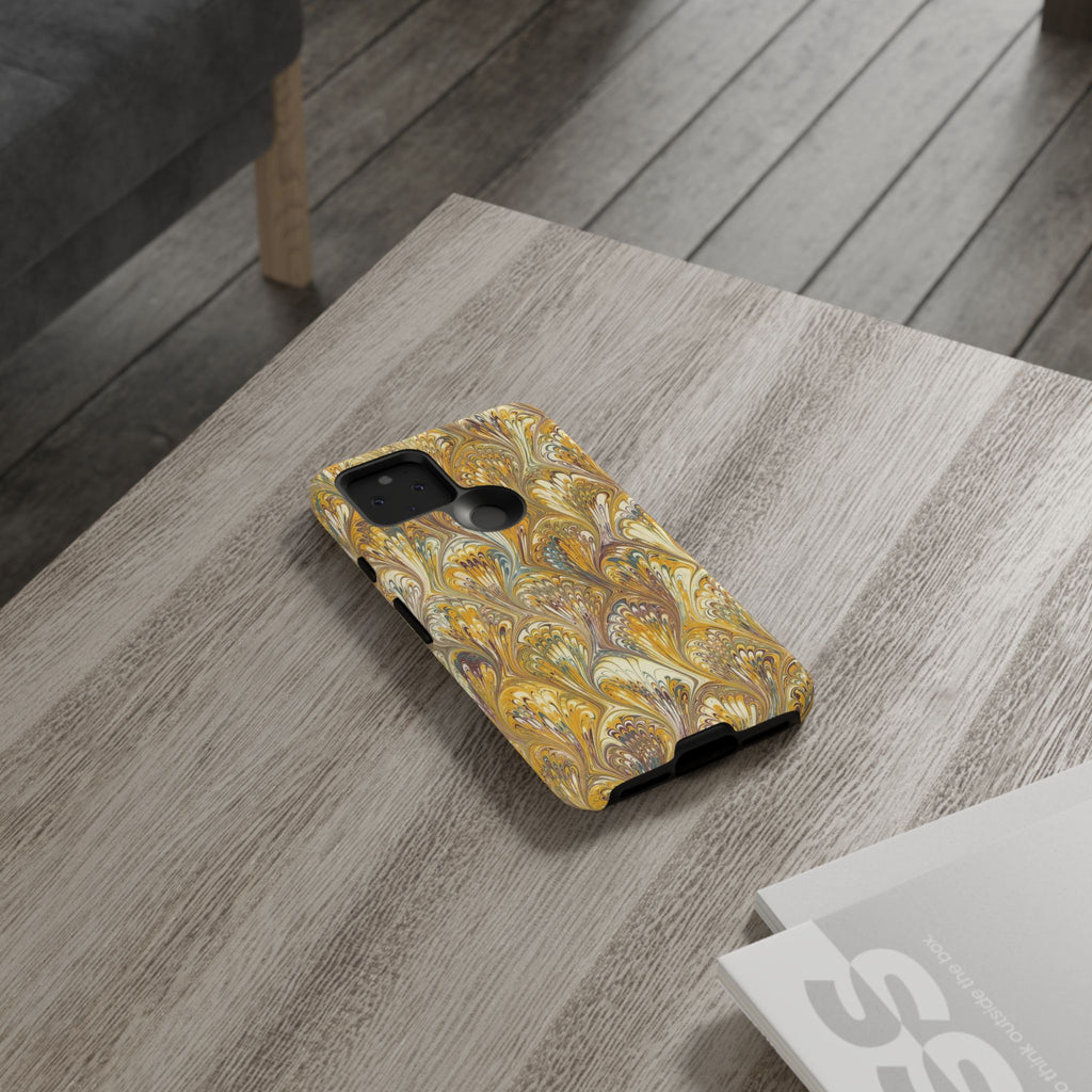 Golden Yellow Marbled Italian Phone Case - Dual Layer - Matte or Glossy