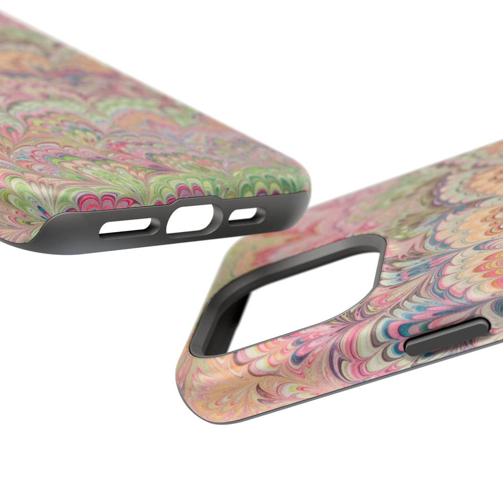 Marbled Pastel Pink and Green Impact-Resistant Phone Case for Apple + Samsung