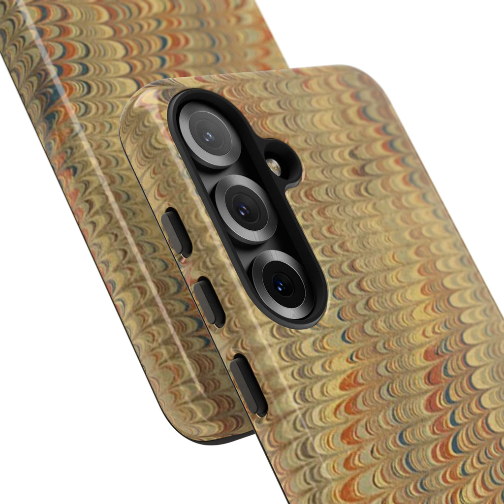 Beige and Blue Marbled Durable Phone Case - Dual Layer - Matte or Glossy