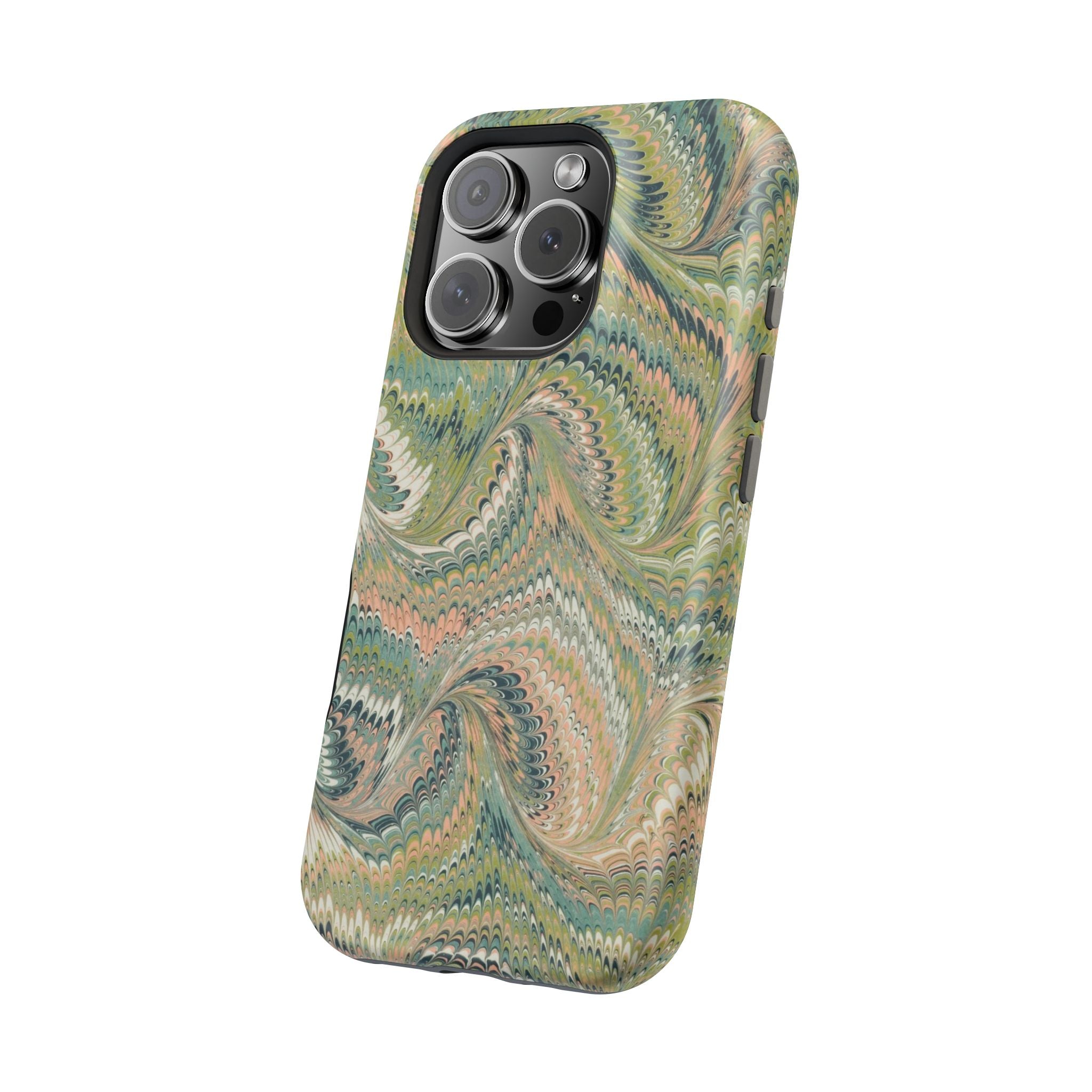 Green Pastel Italian Marble Design Magnetic MAG SAFE High Impact iPhone Cases