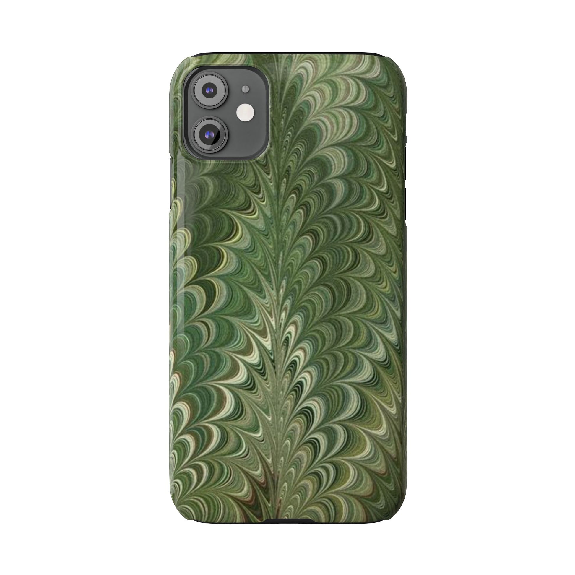 Deep Green Hues of Italian Hand-Painted, Vintage Marbled Paper from Italy Designed Phone Case, iPhone16 Case and all iPhone Cases