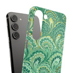 Marbled Feather Green Swirl - Single Layer Slim Phone Case