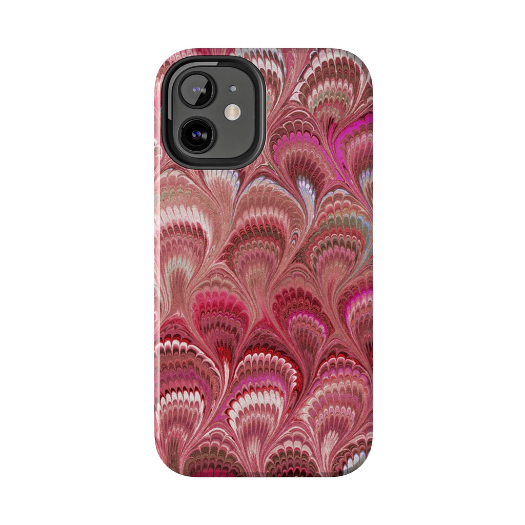 Pink Peacock Marble Italian Tough Phone Case — Durable Marbled Phone Case