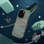 Green, Blue, + White Marbled Peacock - Dual Layer MAG SAFE Phone Case