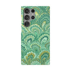 Marbled Feather Green Swirl - Single Layer Slim Phone Case