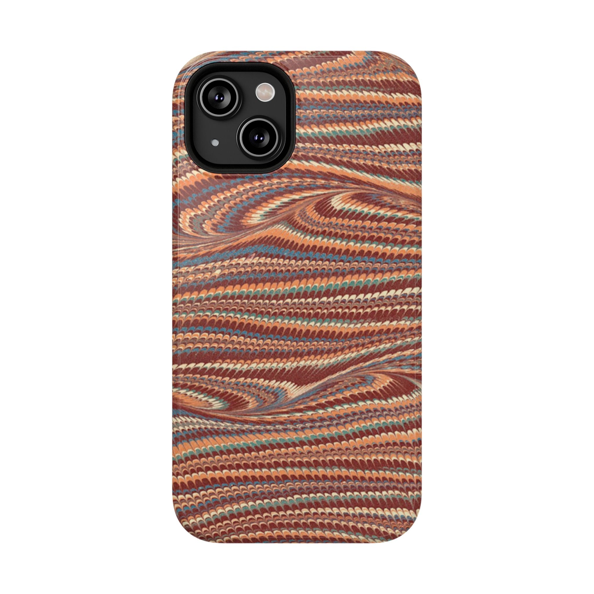 Neutrals Burgundy, Beige, Rust Hues Italian Vintage Marble Design Phone Case for Apple + Samsung