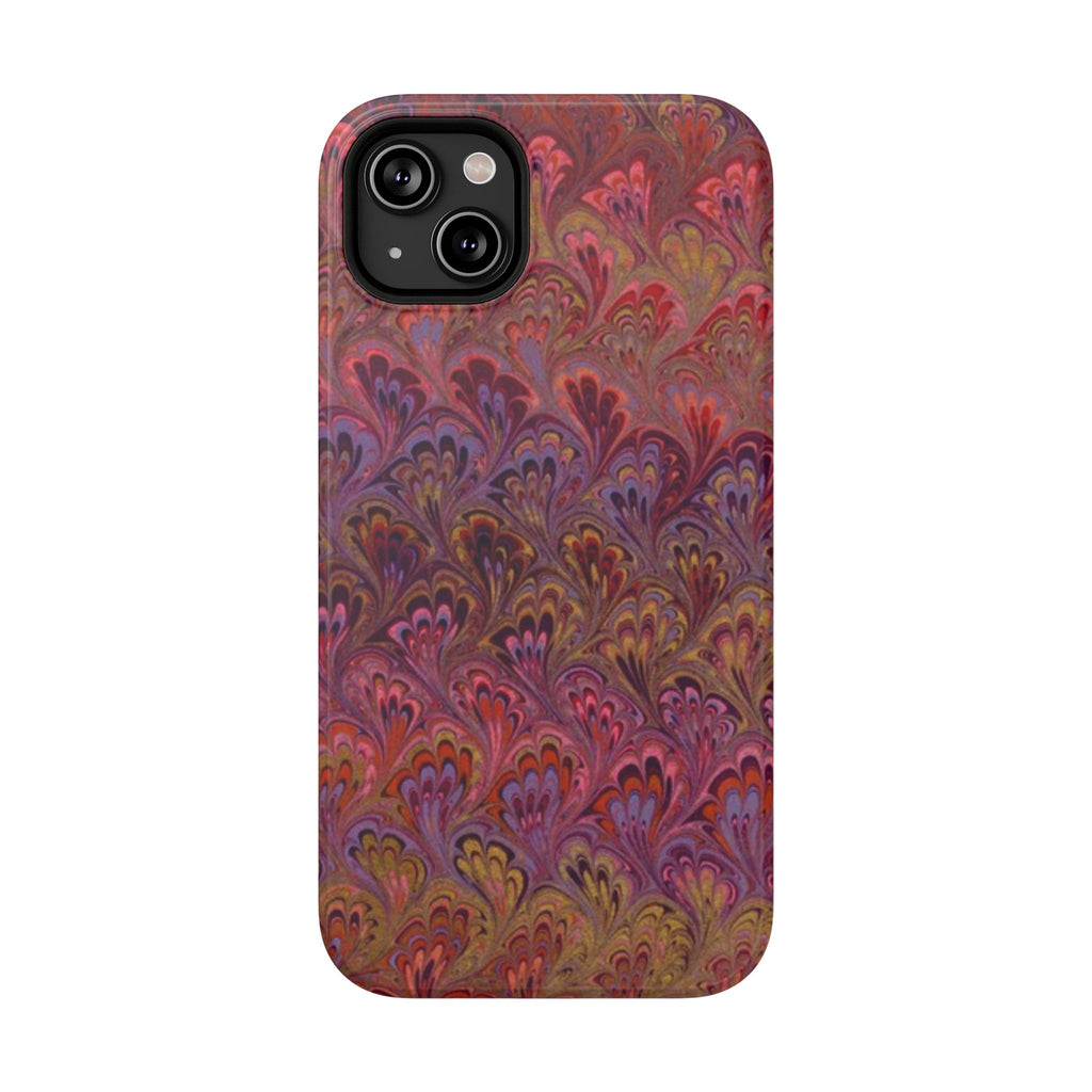Red, Burgundy, Lavender Italian Peacock Feather Design Phone Case