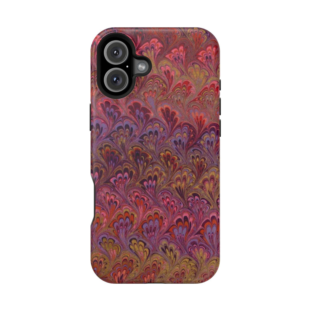 Red, Burgundy, Lavender Italian Peacock Feather Design Phone Case