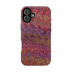 Red, Burgundy, Lavender Italian Peacock Feather Design Phone Case