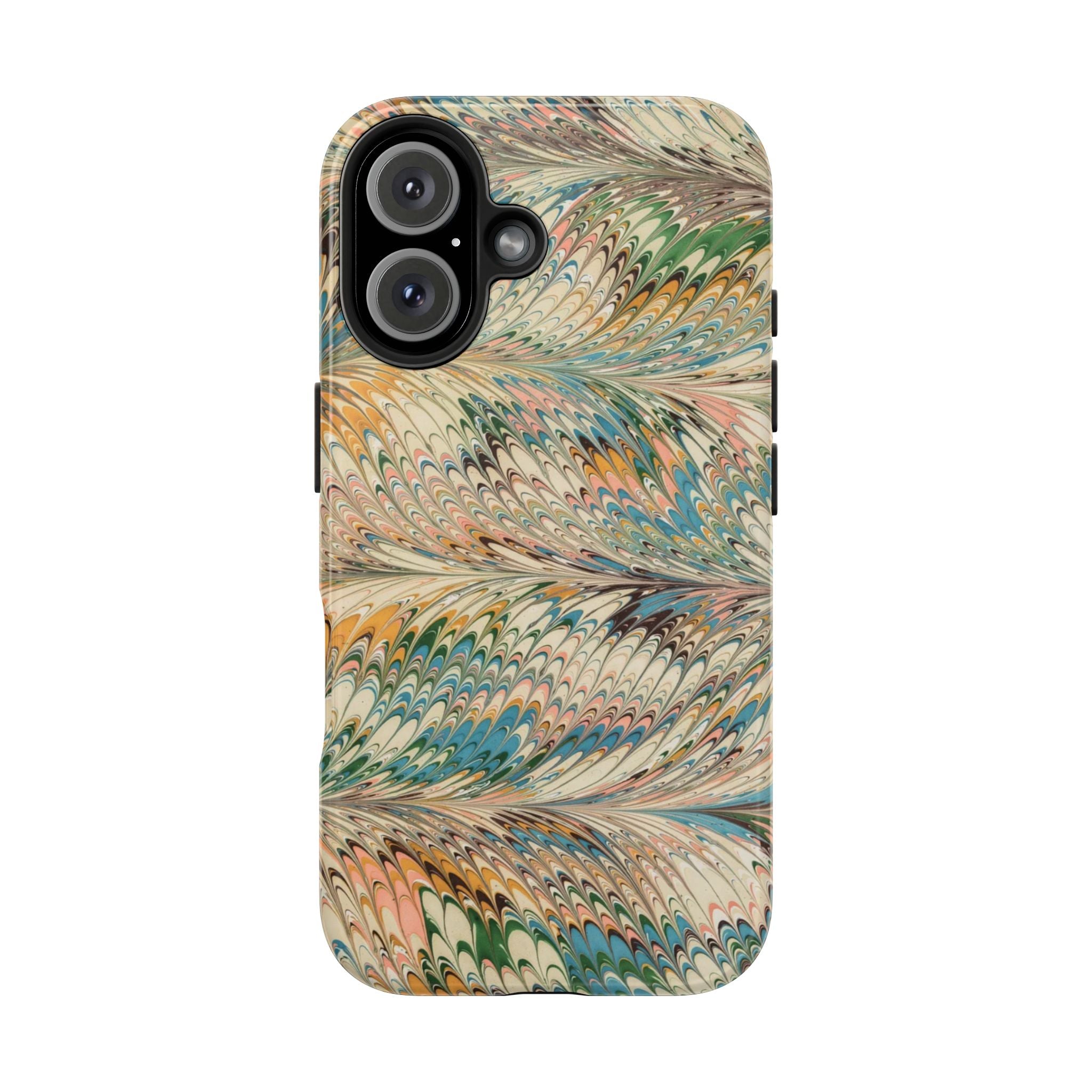 Beige, Blue, and Pinks Marbled Design Dual Layer Phone Case