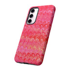 Pink and Gold Marbled Peacock Durable Phone Case - Olive Green and Brown - Matte or Glossy