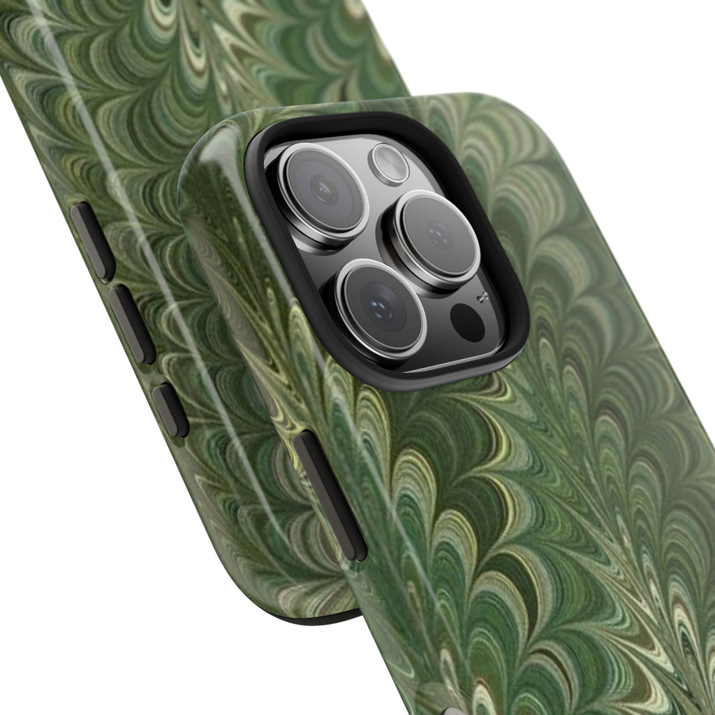 Deep Green Marble Italian Tough Phone Case — Durable Marbled Phone Case