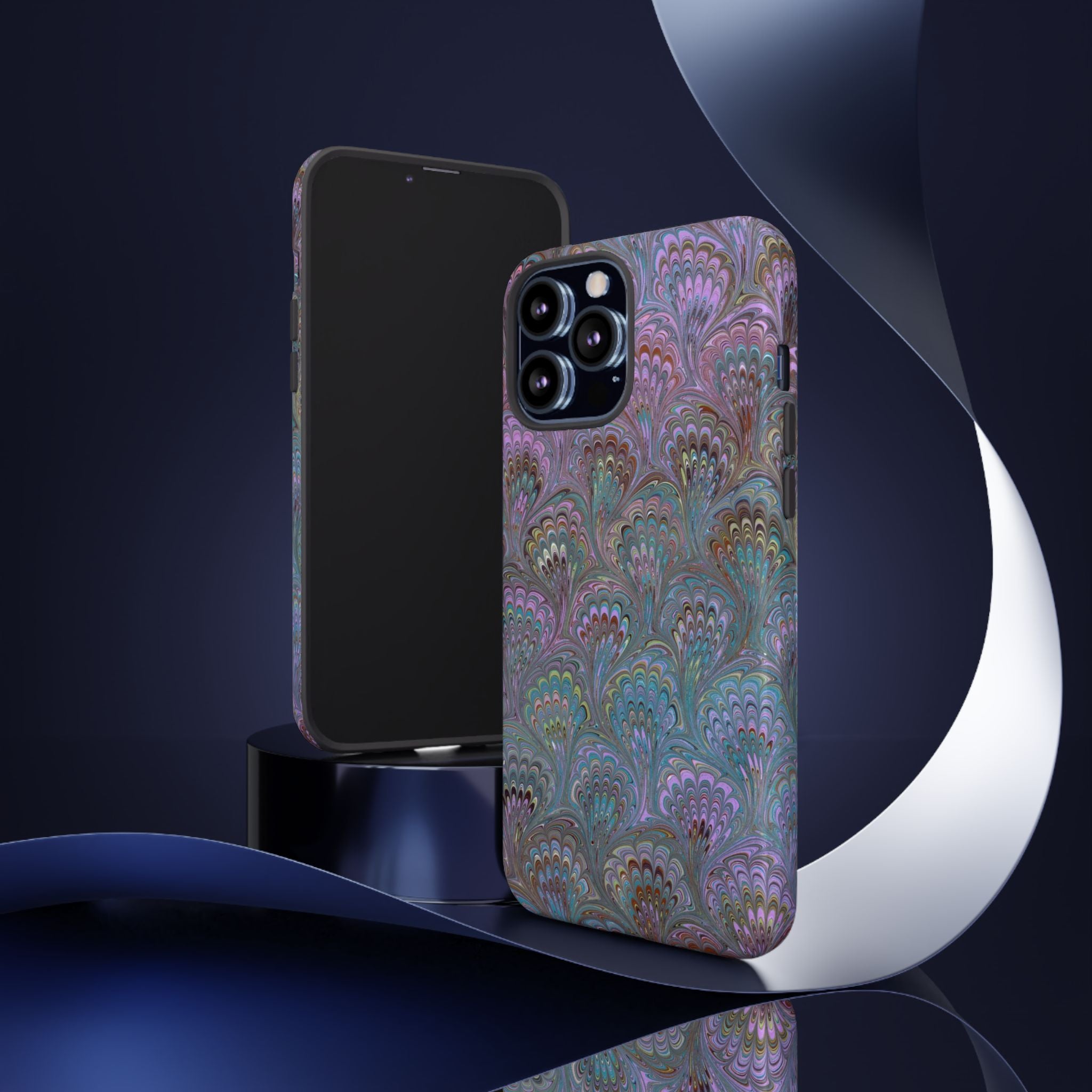 Lavender Marbled Peacock Durable Phone Case - Matte or Glossy