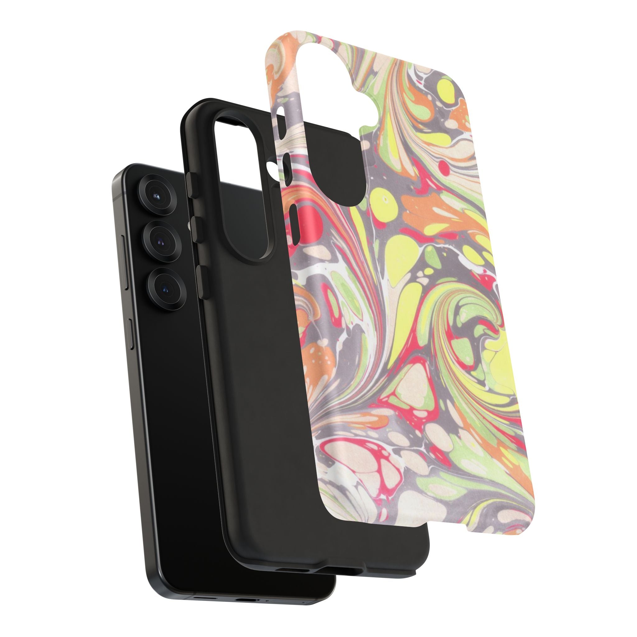 Yellow and Pink Swirl Marbled Italian Phone Case - Dual Layer - Matte or Glossy