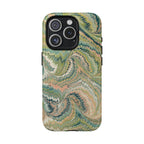 Florentine Marble iPhone Case | Inspired by Florence | Italian Marbled Paper Technique | Artisanal Green Swirl | Dual-Layer Protective Case | Matte or Glossy