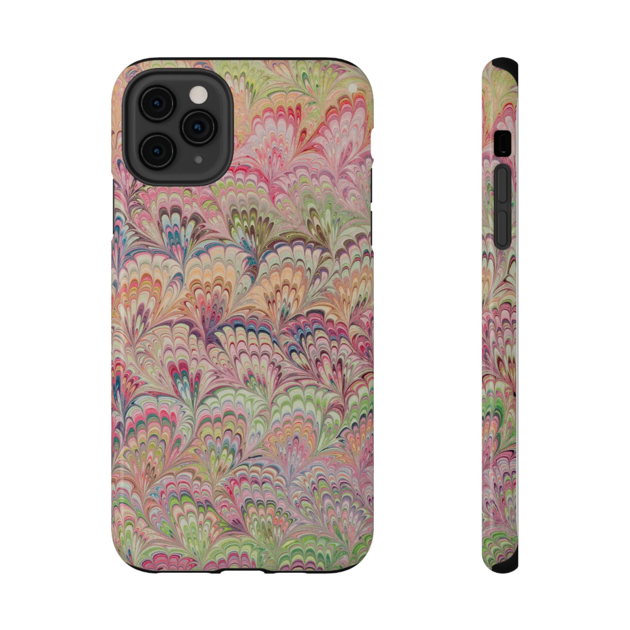 Marbled Pastel Pink and Green Impact-Resistant Phone Case for Apple + Samsung