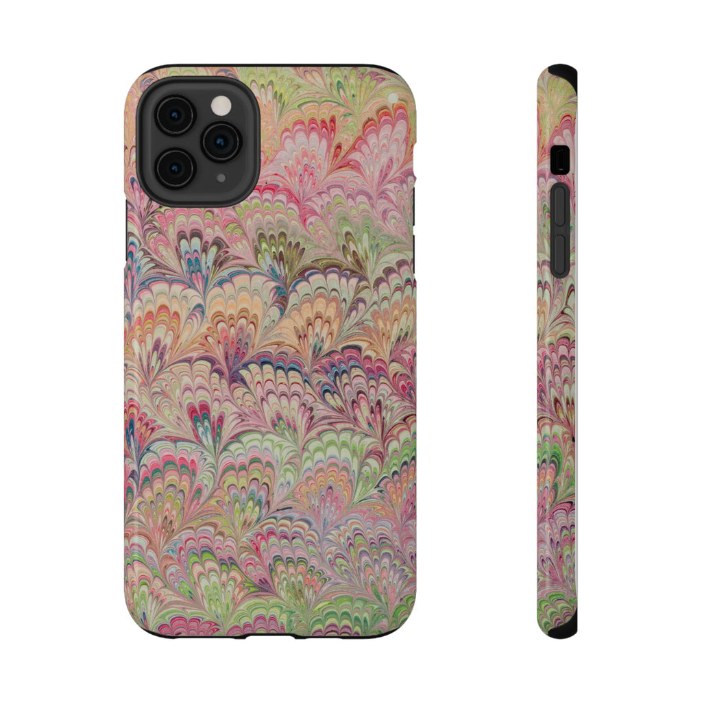 Marbled Pastel Pink and Green Impact-Resistant Phone Case for Apple + Samsung