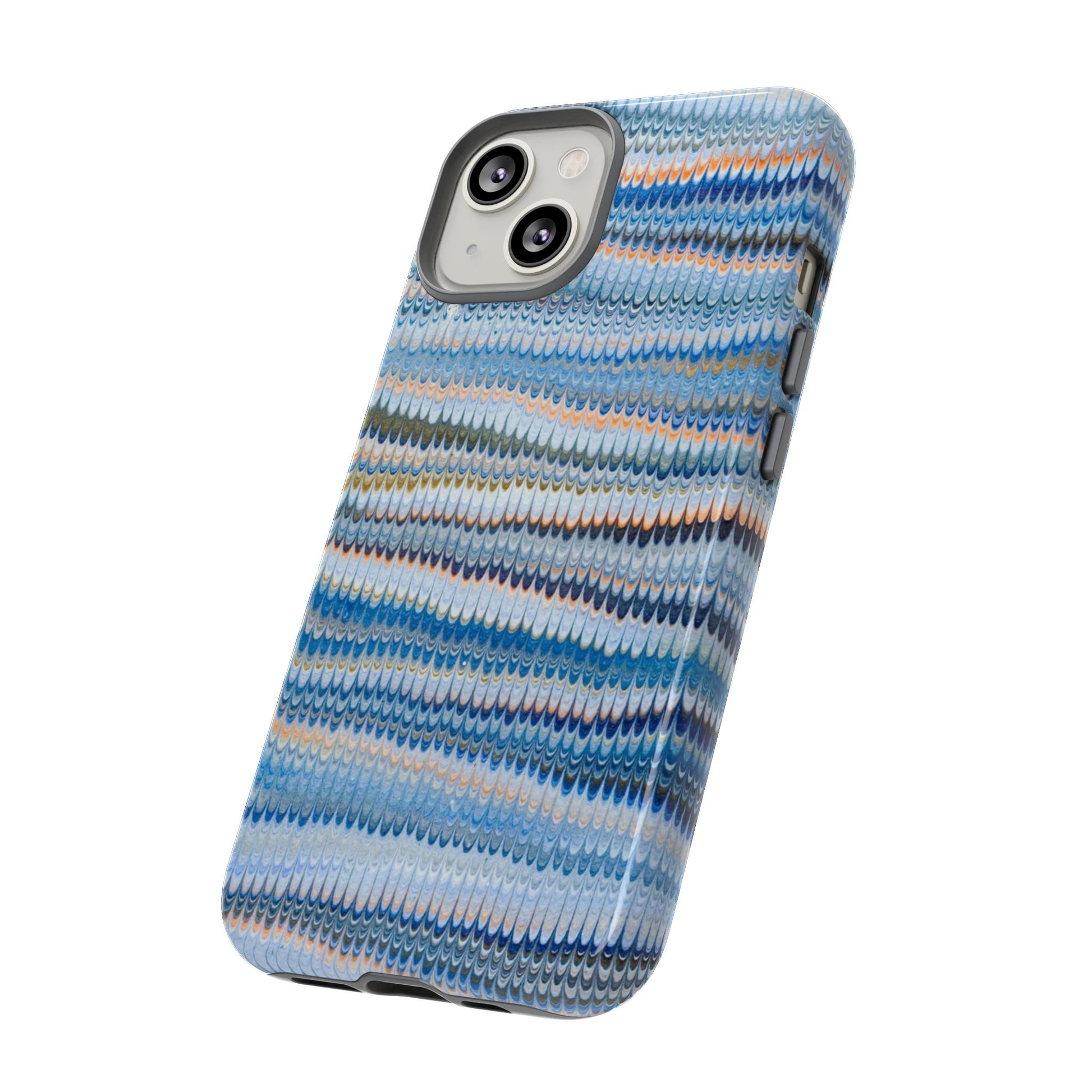 Blue Marbled Phone Cases iPhone 16 + Samsung + Apple + Google - all models, Vintage Marbled Design - Tough Cases