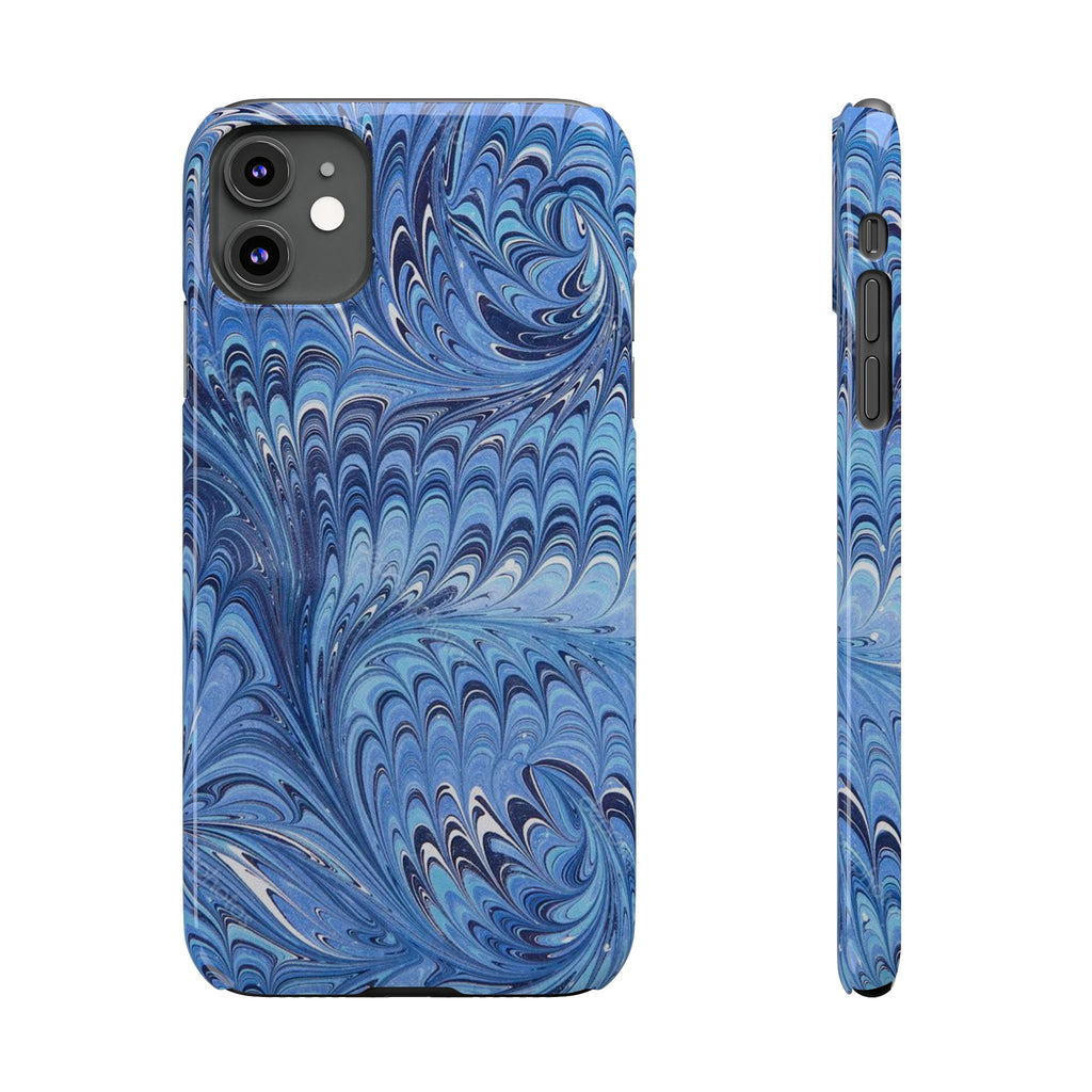 Blue Italian Marbled Design, Green and Blue Pallet, Slim Phone Case