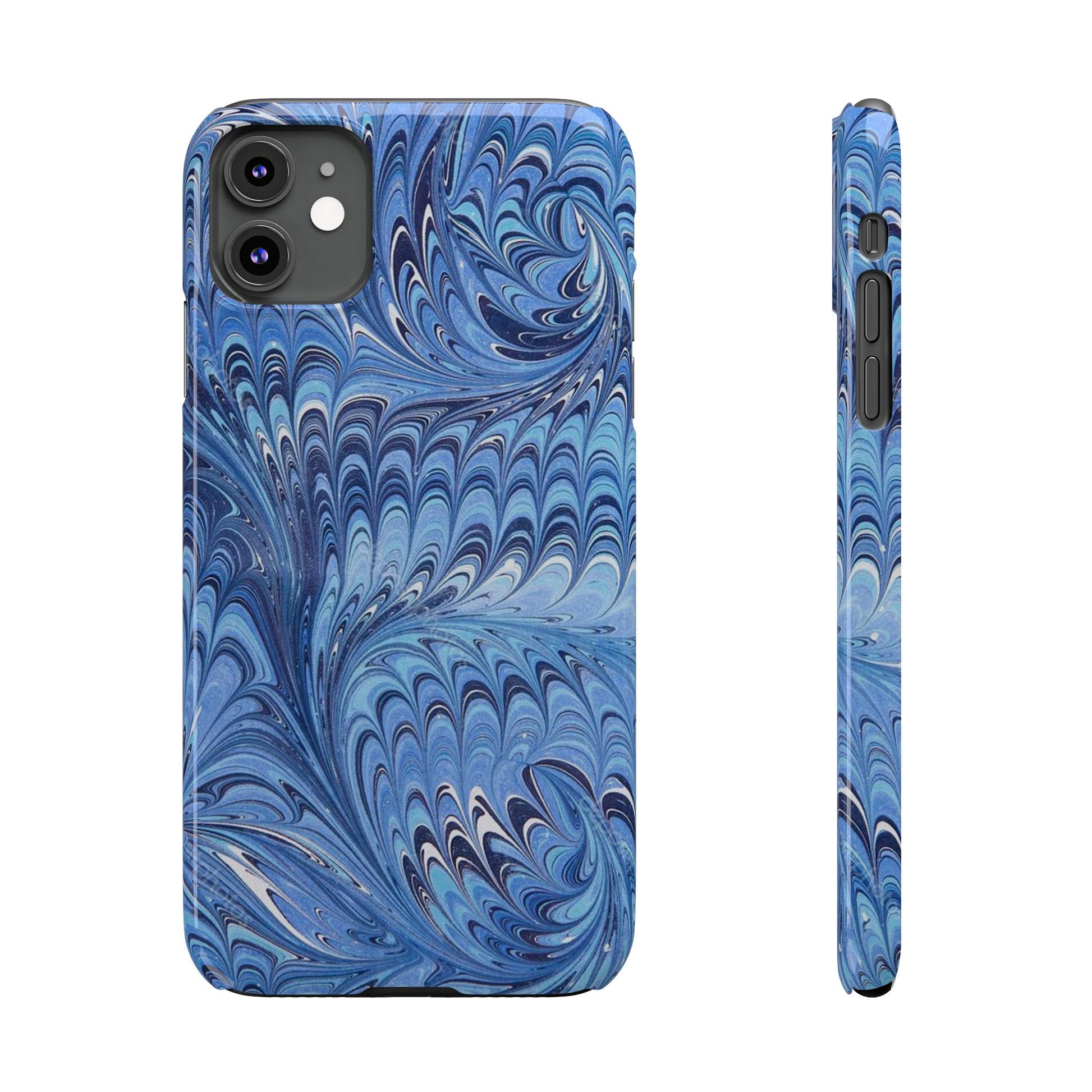 Blue Italian Marbled Design, Green and Blue Pallet, Slim Phone Case