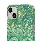 Marbled Feather Green Swirl - Single Layer Slim Phone Case