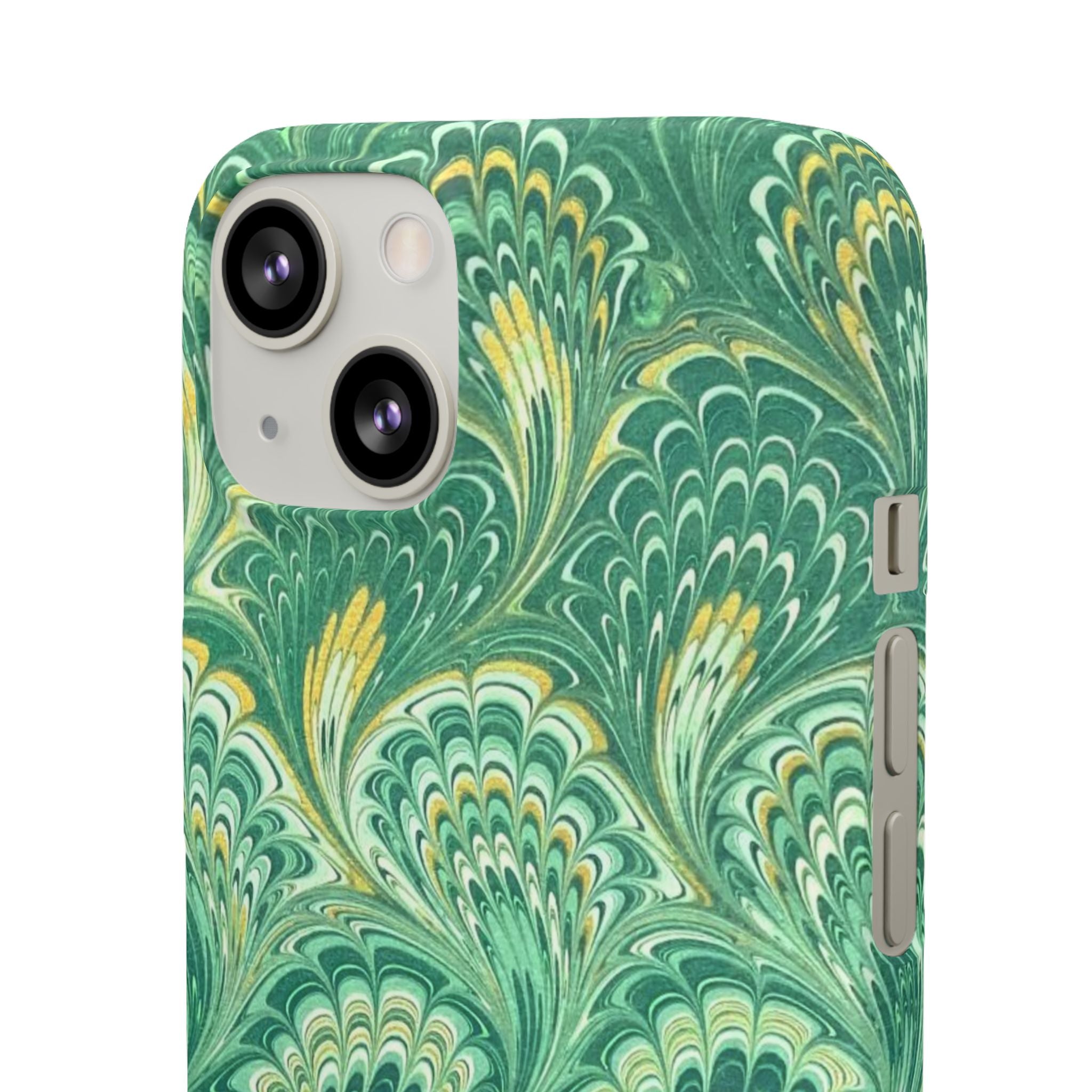 Marbled Feather Green Swirl - Single Layer Slim Phone Case