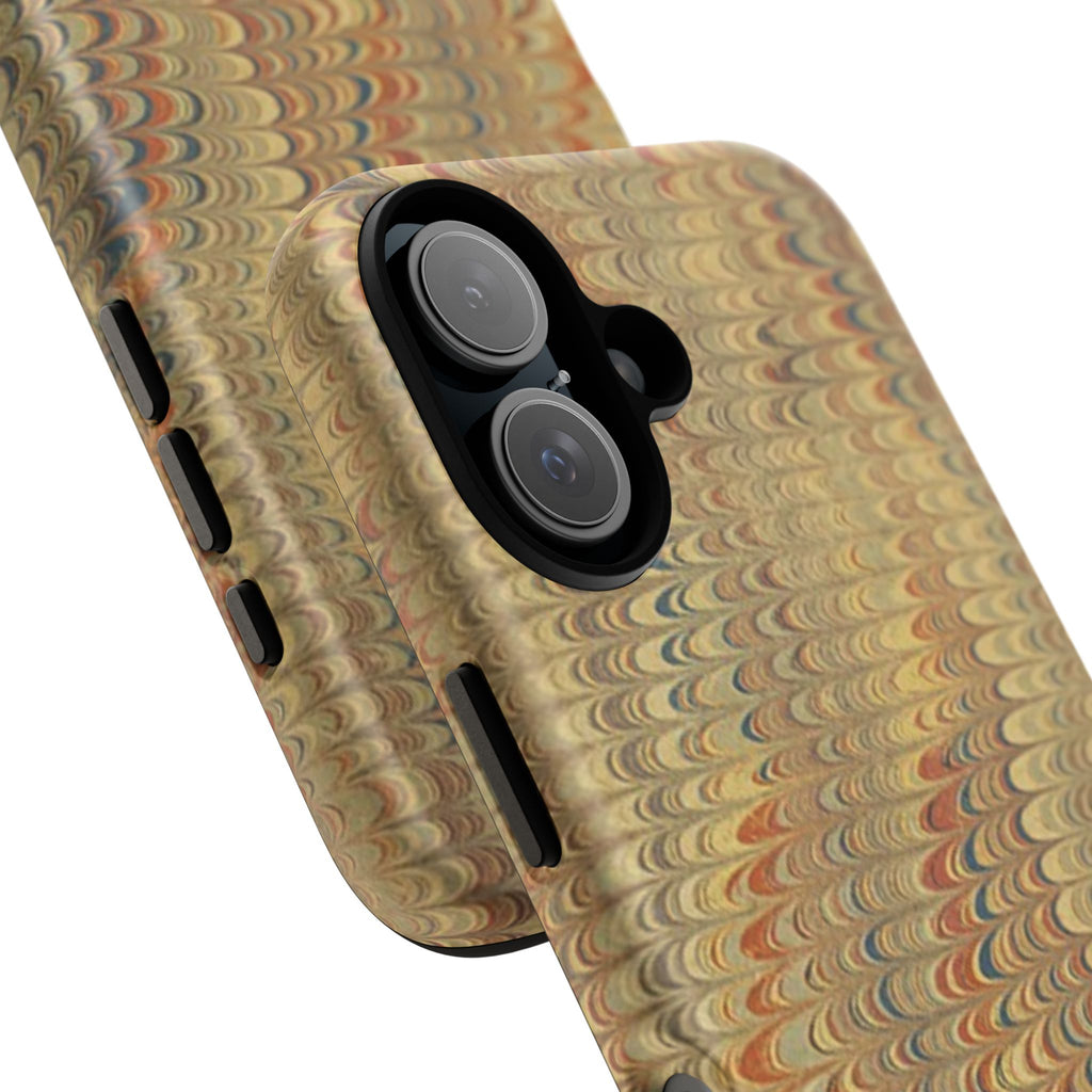 Beige and Blue Marbled Durable Phone Case - Dual Layer - Matte or Glossy