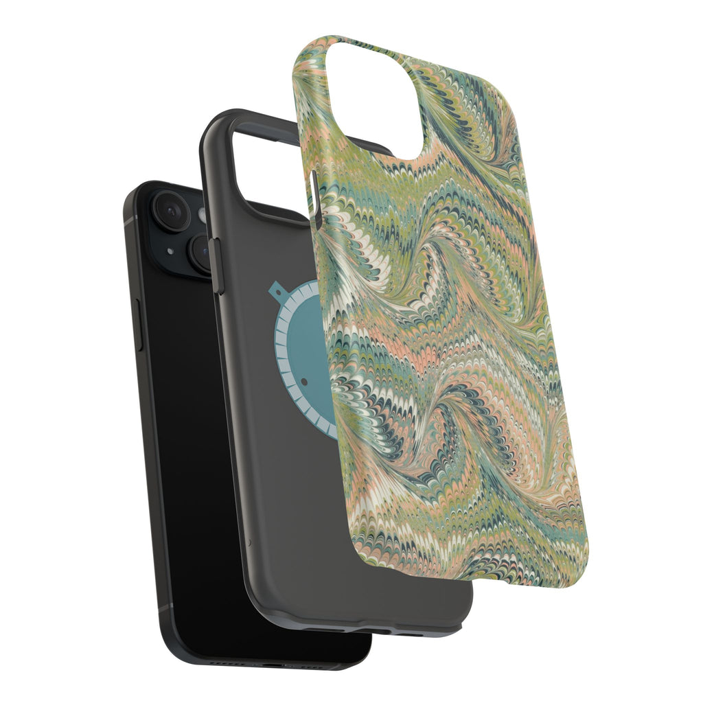 Green Pastel Italian Marble Design Magnetic MAG SAFE High Impact iPhone Cases