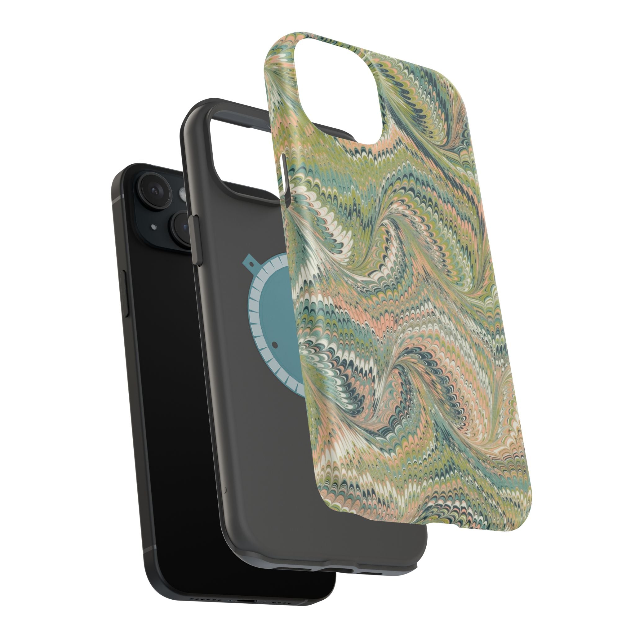 Green Pastel Italian Marble Design Magnetic MAG SAFE High Impact iPhone Cases
