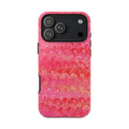 Pink and Gold Marbled Peacock Durable Phone Case - Olive Green and Brown - Matte or Glossy