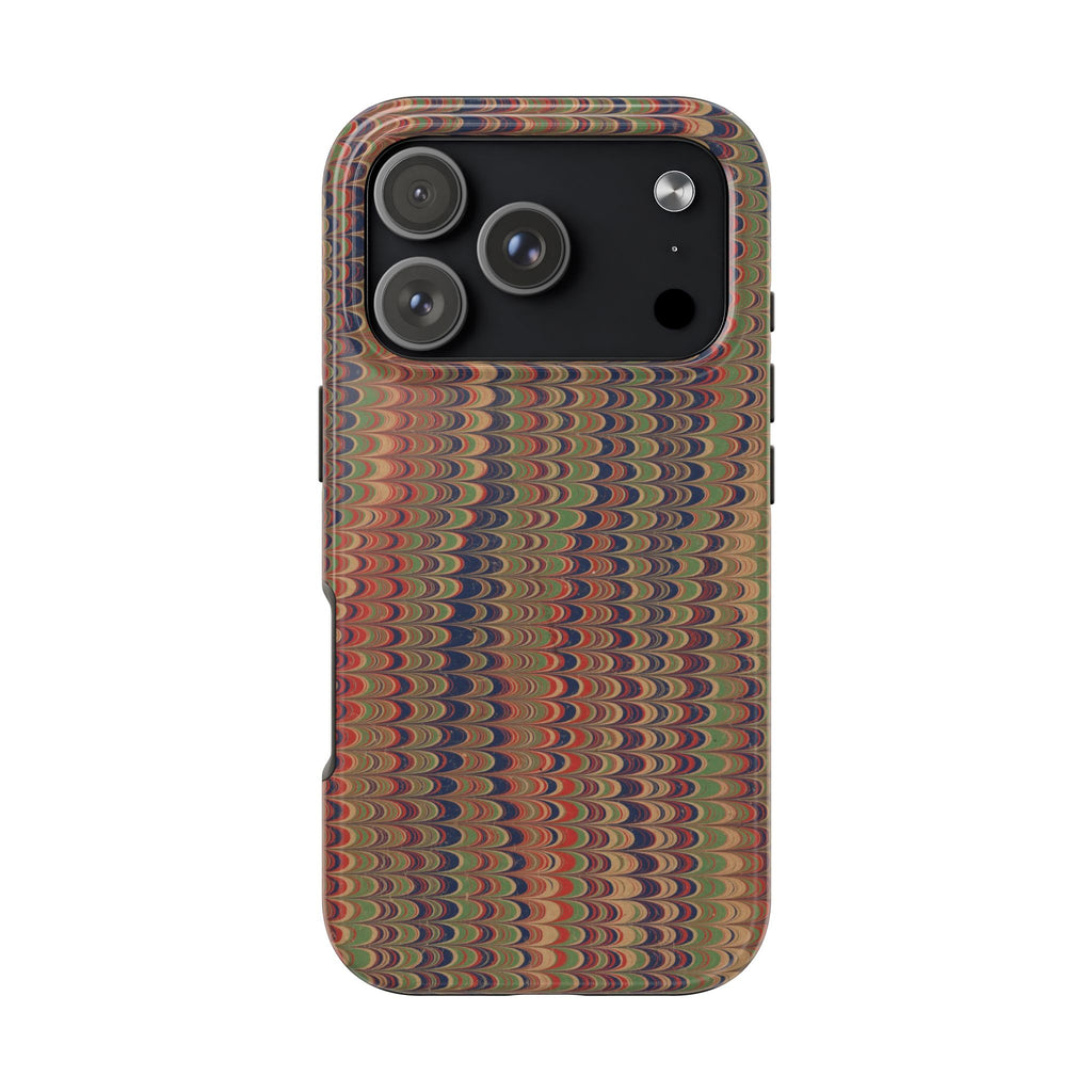 Fall Green, Beige, Blue Italian Comb Design Dual Layer Phone Case