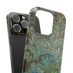 Green Feather Marbled Swirl Phone Case - Single Layer Slim Case
