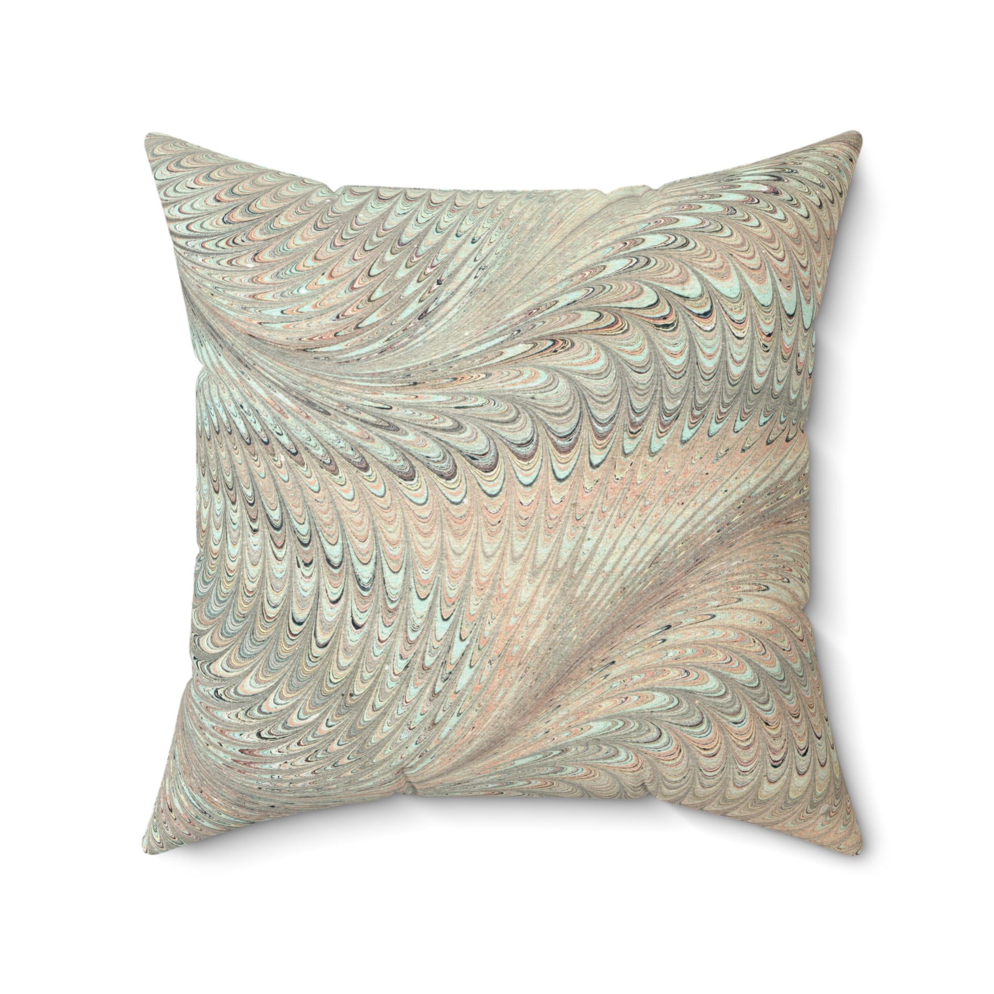 ITALIAN MARBLE Mint Green and Beige Square Pillow includes Pillow, Hidden Zipper