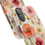Slim Phone Case - Pink Floral Pressed Flowers iPhone 17 and Other Sizes - Glossy Finish
