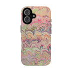 Pastel Pink + Green Feather Marbled Phone Case - Dual Layer Phone Cover