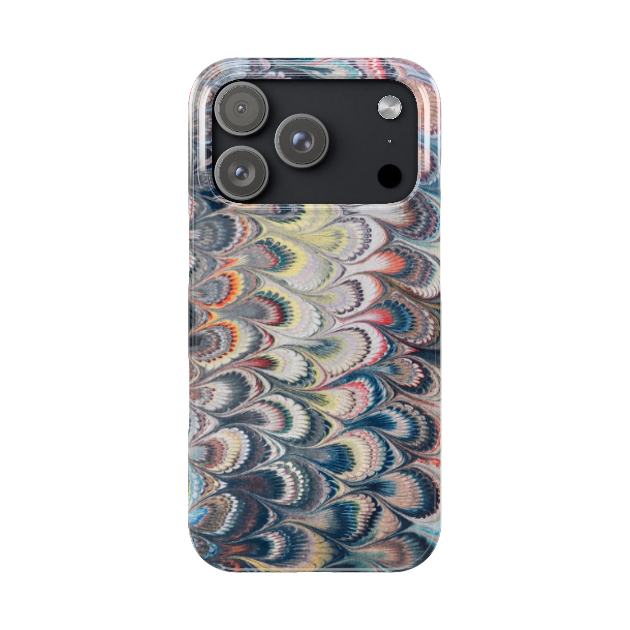 Blues and Multi-Color Italian Traditional Hand-Marbled Design