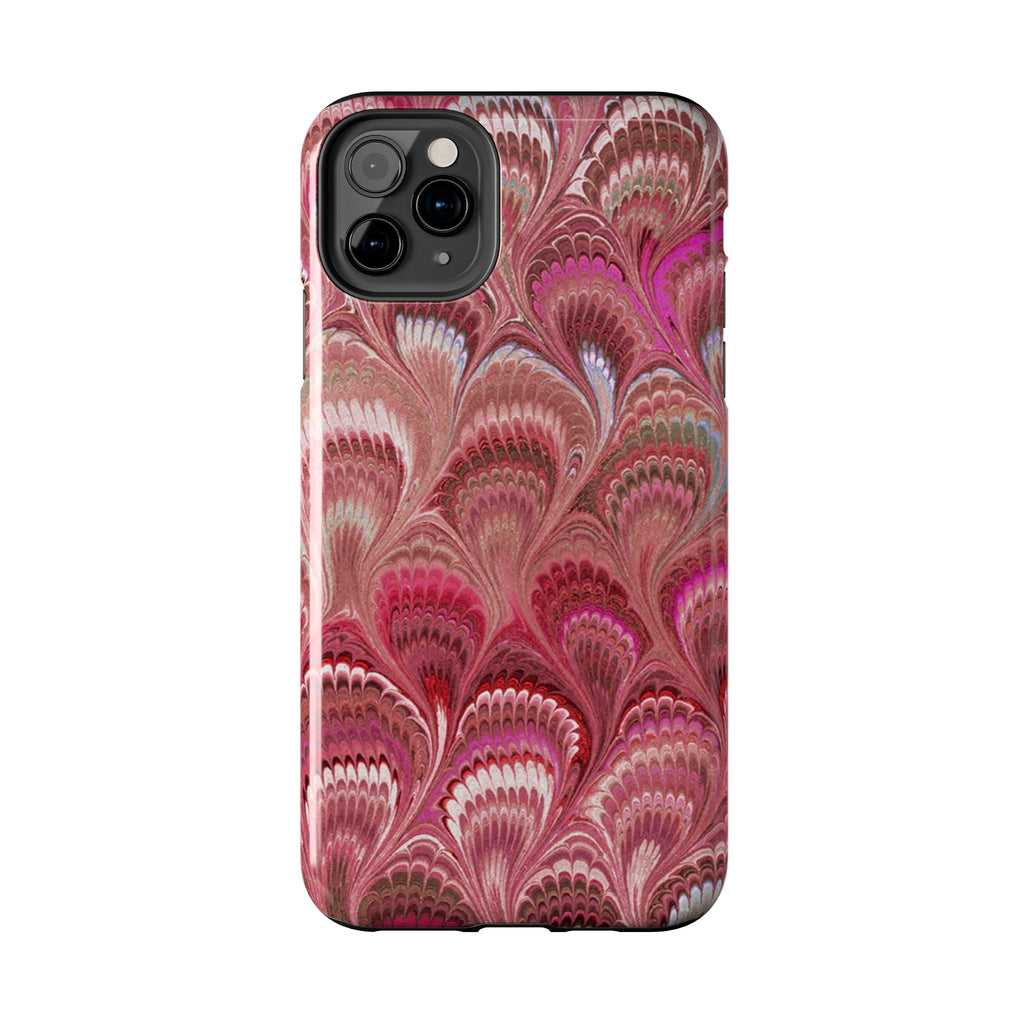 Pink Peacock Marble Italian Tough Phone Case — Durable Marbled Phone Case