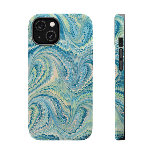 Aqua + Green Marble Phone Case - Impact-Resistant MAG SAFE - Dual Cover Design