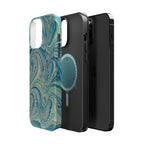 Aqua + Green Marble Phone Case - Impact-Resistant MAG SAFE - Dual Cover Design