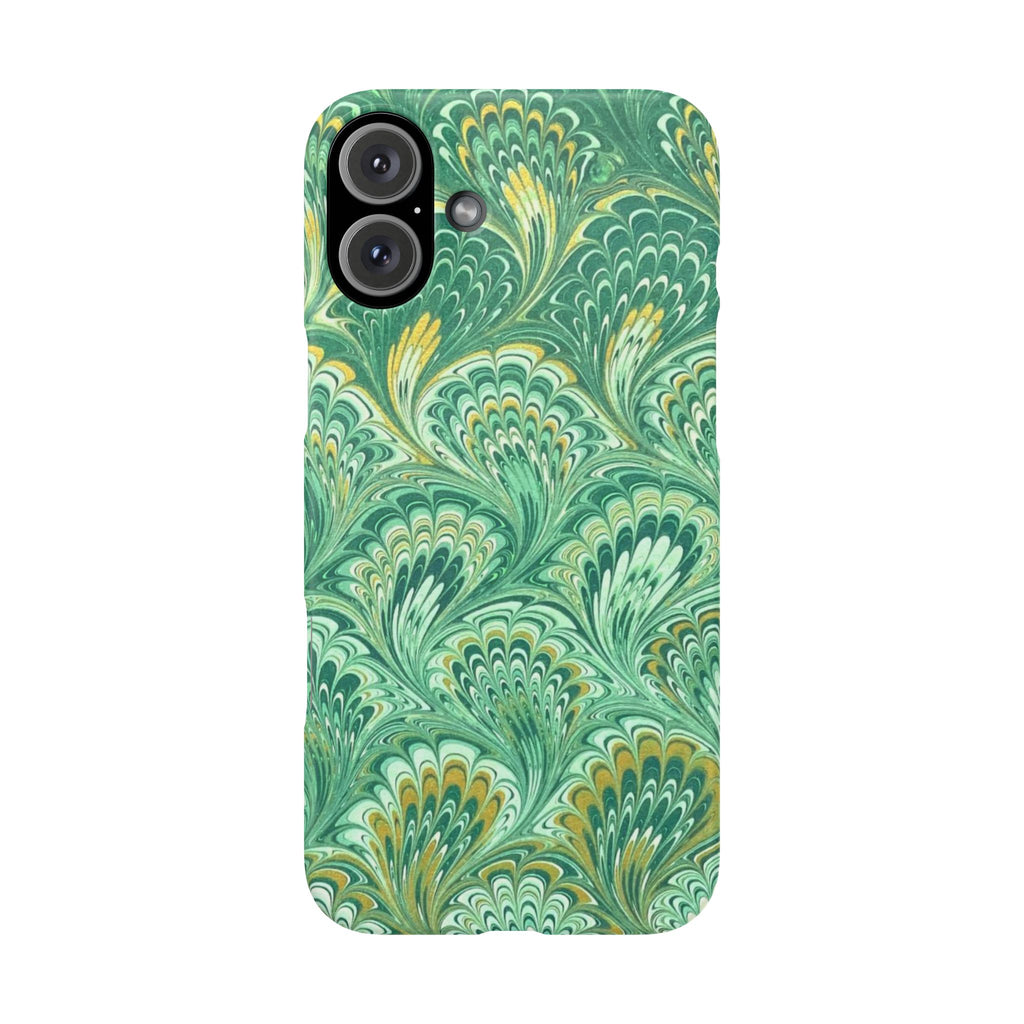 Marbled Feather Green Swirl - Single Layer Slim Phone Case