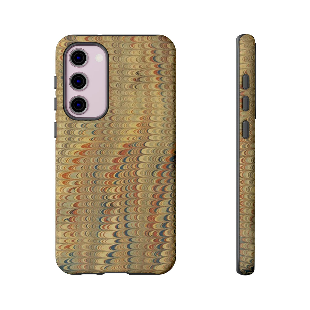 Beige and Blue Marbled Durable Phone Case - Dual Layer - Matte or Glossy