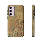 Beige and Blue Marbled Durable Phone Case - Dual Layer - Matte or Glossy