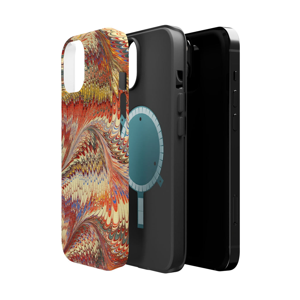 Rust + Gold Italian Marbled Design Magnetic MAG SAFE - Dual Layer Case - Glossy or Matte