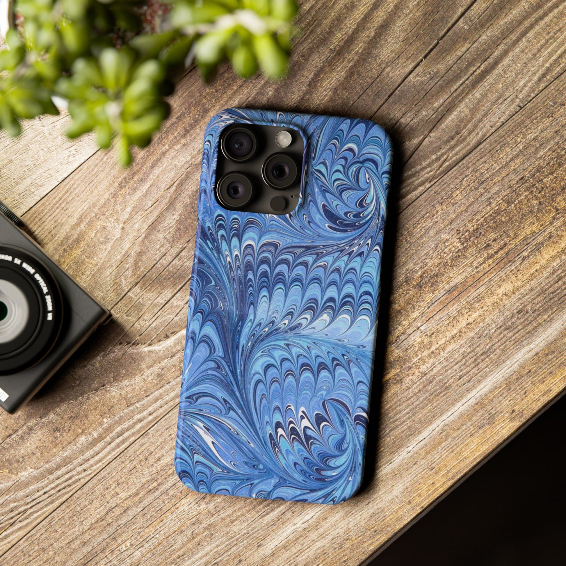 Blue Italian Marbled Design, Green and Blue Pallet, Slim Phone Case